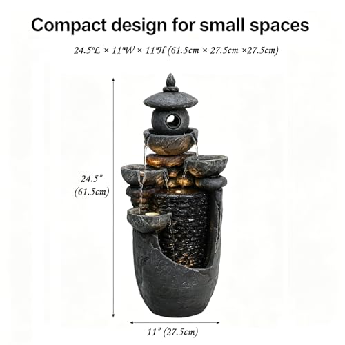 Zen Tiered Rock Water Fountain Outdoor