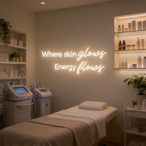 Where Skin Glows Energy Flows Neon Sign for Wall Decor