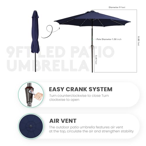 9' Patio Umbrella with Solar Lights