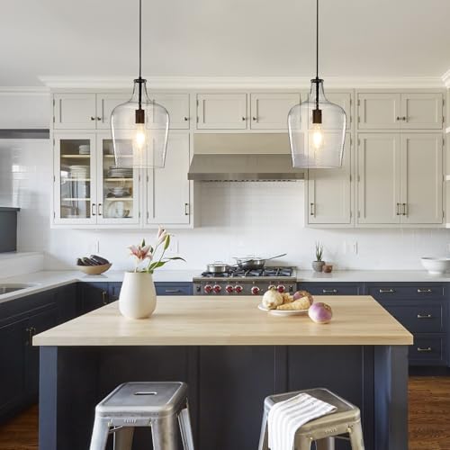 2 Pack 9.3" Glass Pendant Lighting for Kitchen Island (2 Count)