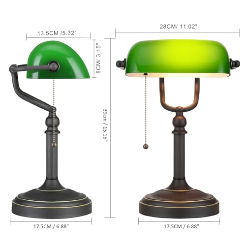 Antique Green Glass Bankers Desk Lamp