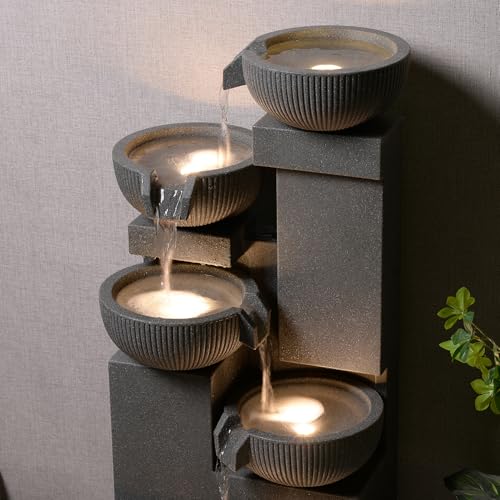39.76” H 5 Tiers Cascading Bowls Outdoor Water Fountain Made with Eco