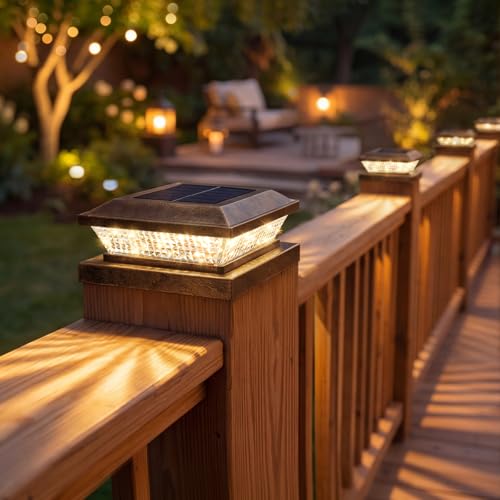 4x4 Solar Post Cap Lights Outdoor 8 Pack (8 Count)