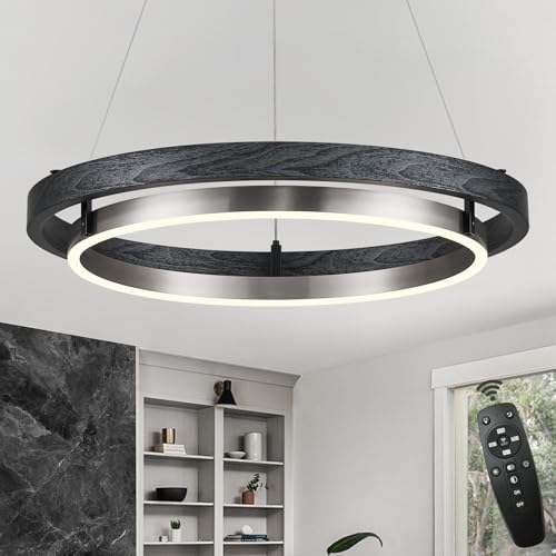 LED Ring Chandelier Dimmable Black Brushed Nickel Chandeliers