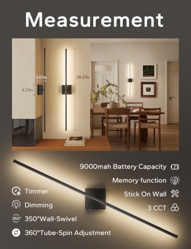 Peel and Stick Wall Sconces Battery Operated Set of 2 (2 Count)
