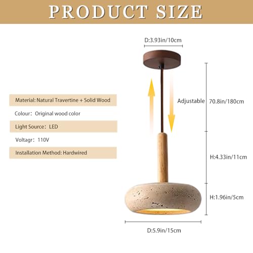 Natural Yellow Travertine Pendant Light