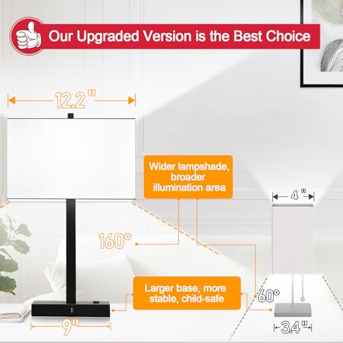 21" Set of 2 Table lamp with USB A+C & AC Outlets (2 Count)