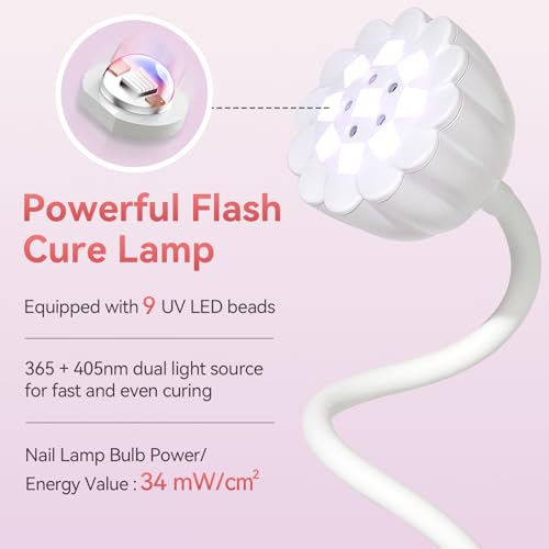 Gooseneck UV LED Nail Lamp Flash Cure Lamp Rechargeable 58mW