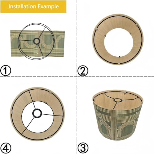 Rustic Bamboo Boho lamp Shade Decorative Geometric Green Figure 11.8x9Inch