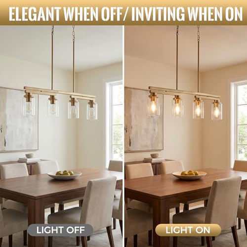 4 Light Brushed Gold Linear Chandelier