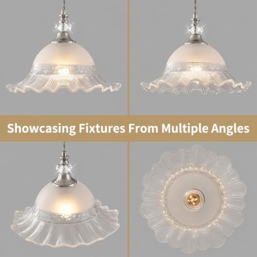 1 Pack Vintage Brushed Nickel Crystal Glass Pendant Light Fixture (Brushed Nickel / 1-Light)
