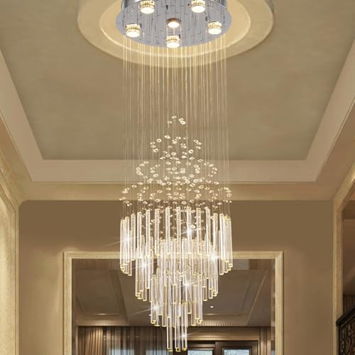 6 Light Flush Mount High Ceiling Chandelier
