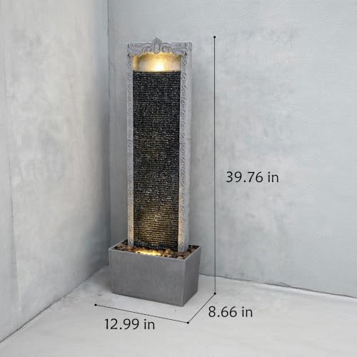 40" Outdoor Water Fountain with Warm LED Lights