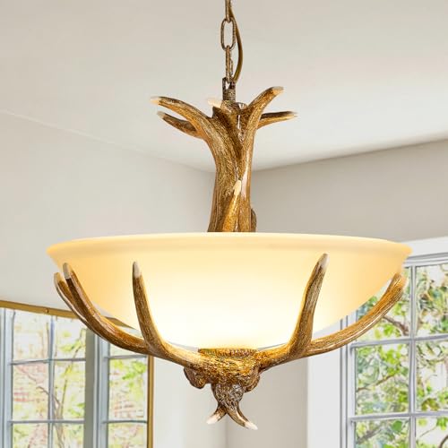 Rustic Resin Deer Chandelier with 3