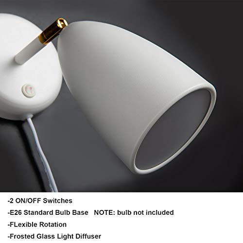 Modern White Plug in or Hardwire Wall Light Sconces
