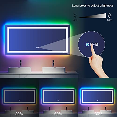60"X30" RGB LED Bathroom Mirror with Lights