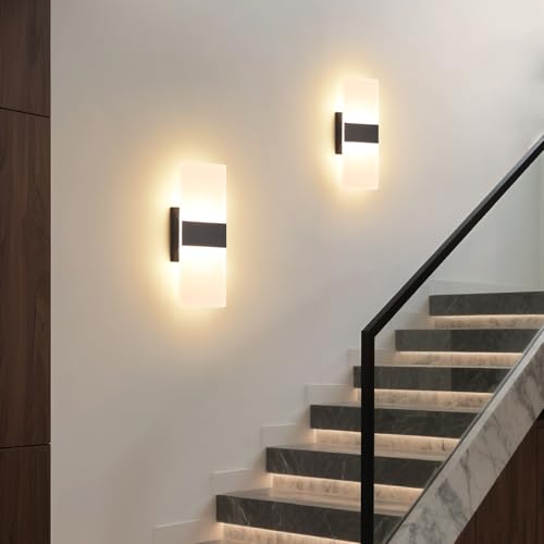 Modern Black LED Wall Sconce Set of 2