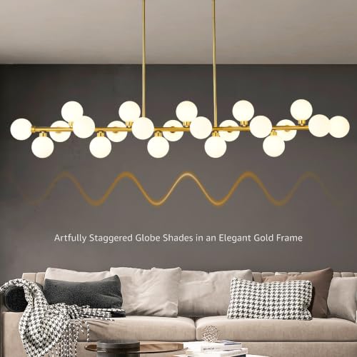 75" L Linear Chandeliers Over Table 22