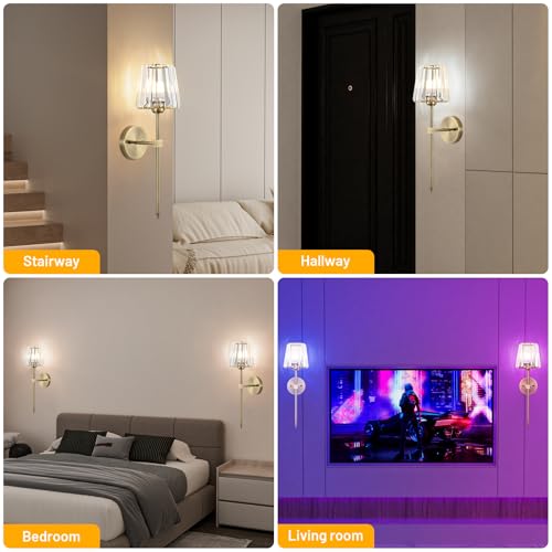 Crystal Battery Operated Wall Sconces Set of 2 (2 Count)