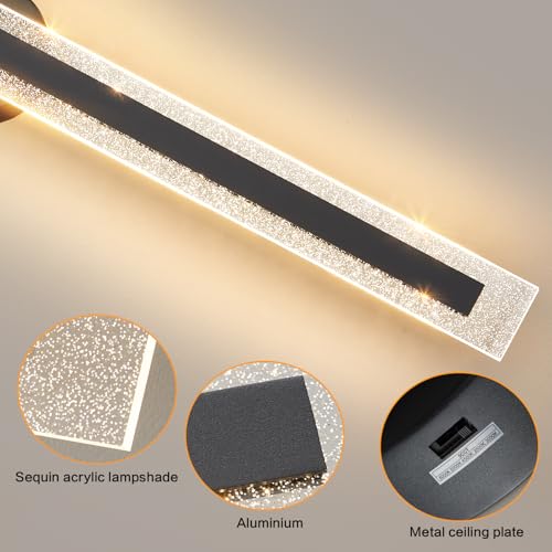 Modern Black Wall Sconces 31.5In Hardwired Wall Light Fixtures Dimmable LED Sconce Wall Lighting Indoor Wall Lamps for Living Room Bedroom Bathroom Hallway Stairs