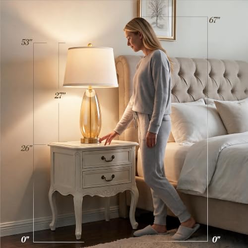 27" Glass Table Lamps for Living Room (Gradient Brown)