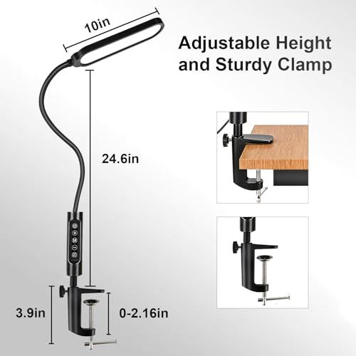 LED Manicure Table Lamp for Nail Techs 360°Adjustable Gooseneck Arm Professional Nail Desk Light Dimmable 3 Color Temps for Gel Nails Art
