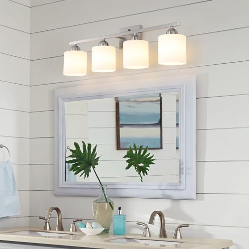 Stainless Steel Milk Glass Vanity Lights for Bathroom