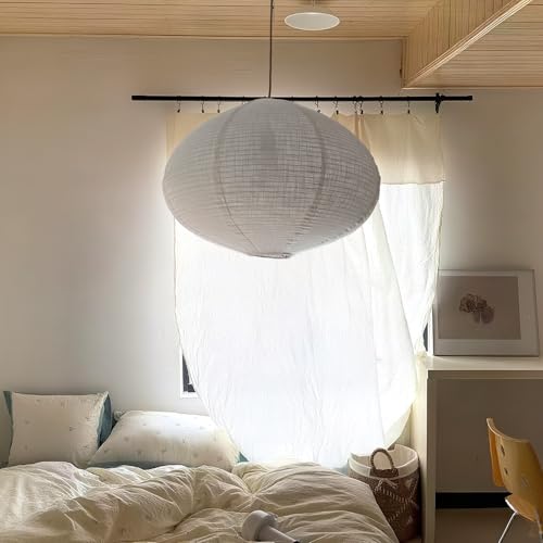 Hanging Lamp shade Oval 20INCH White Linen Pendant Light shade