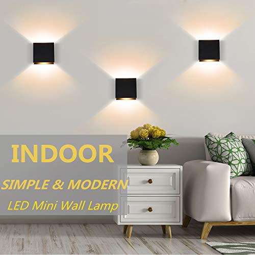 Indoor LED Wall Sconce Light Set of 2 Black Metal 10W Warm White (2 Count)