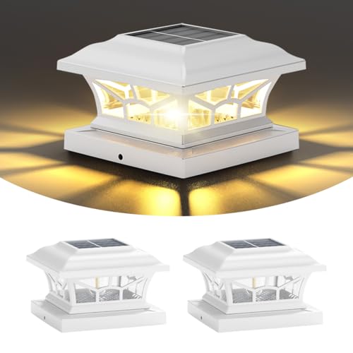 2 Pack Solar Post Cap Lights Outdoor Waterproof
