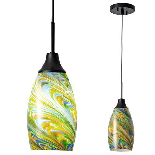 Mini Glass Pendant Light 4.72" Colorful Oval Pendant Lights