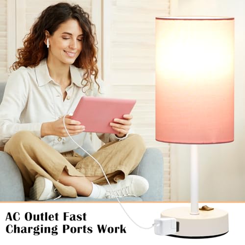 13.8'' Pink Small Table Lamp Set of 2 for Bedroom Bedside (2 Count)