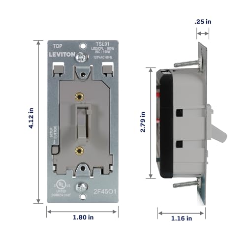 Toggle Slide LED Advanced Dimmer Switch for 150W Dimmable LED