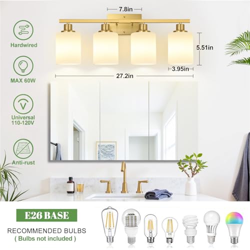 4 Light Bathroom Light Fixtures (4 Count)