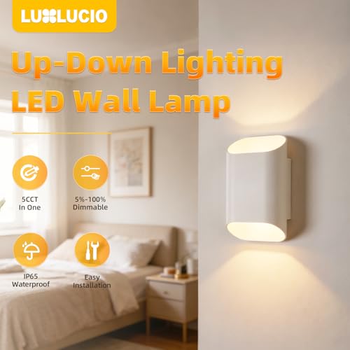 White Up & Down Modern Indoor Outdoor LED Wall Sconce (White / 1 pack)
