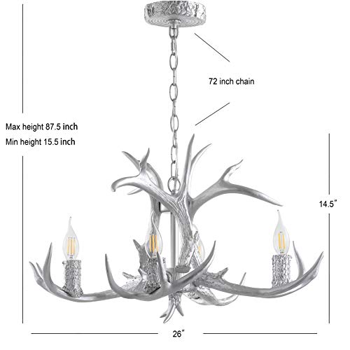 Eldora 4 Light Resin Antler Chandelier 26"
