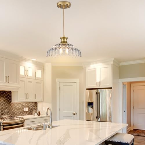 Vintage Gold Clear Glass Pendant Lights Kitchen Island