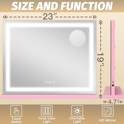 Vanity Mirror with Lights 23"x18"