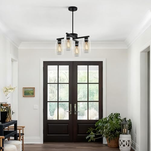4 Light Modern Farmhouse Black Chandelier