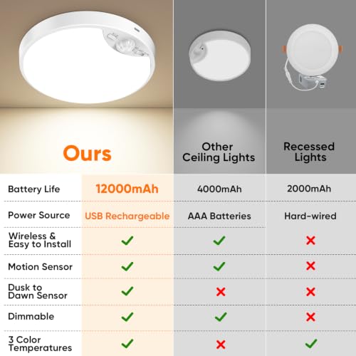 Rechargeable Motion Sensor Ceiling Light (2 Count)