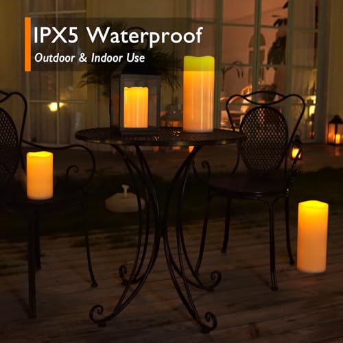 12" x 5" Large Waterproof Outdoor Flameless Candles with Remote Control and Timer (2 Count)