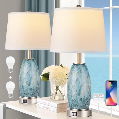23.5" Coastal Modern Table Lamps Set of 2 for Living Room Bedroom (2 Count)