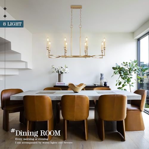 8 Light Candelabra Chandelier Dining Room Gold Chandeliers 38in (8 Count)