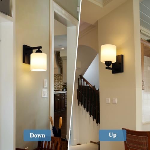 Matte Black Milk Glass Wall Sconces