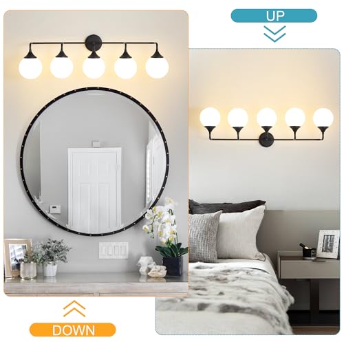 Black Bathroom Light Fixtures Over Mirror Vanity 5