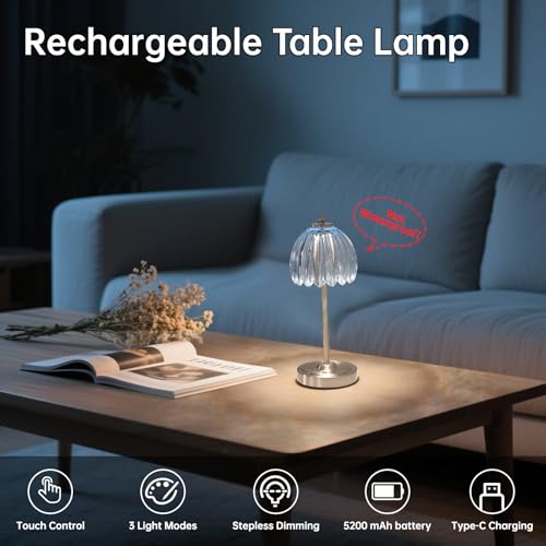 Rechargeable Table Lamp with 5200mAh Battery & Touch Control