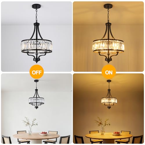 15.75 " Modern Black Crystal Chandelier