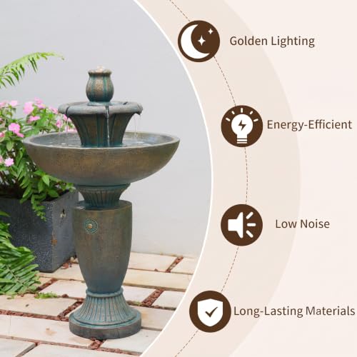 33H Italian Outdoor Water Fountain with LED Lights