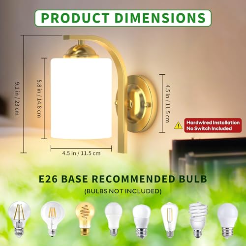 Gold Wall Sconces Lights for Bathroom (2 Count)