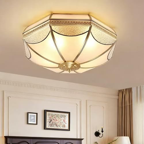 24 Inch Large Mid Century Modern Brass Flush Mount Ceiling Light